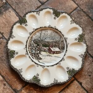 Vintage Johnson Brothers "The Friendly Village" Deviled Egg Platter